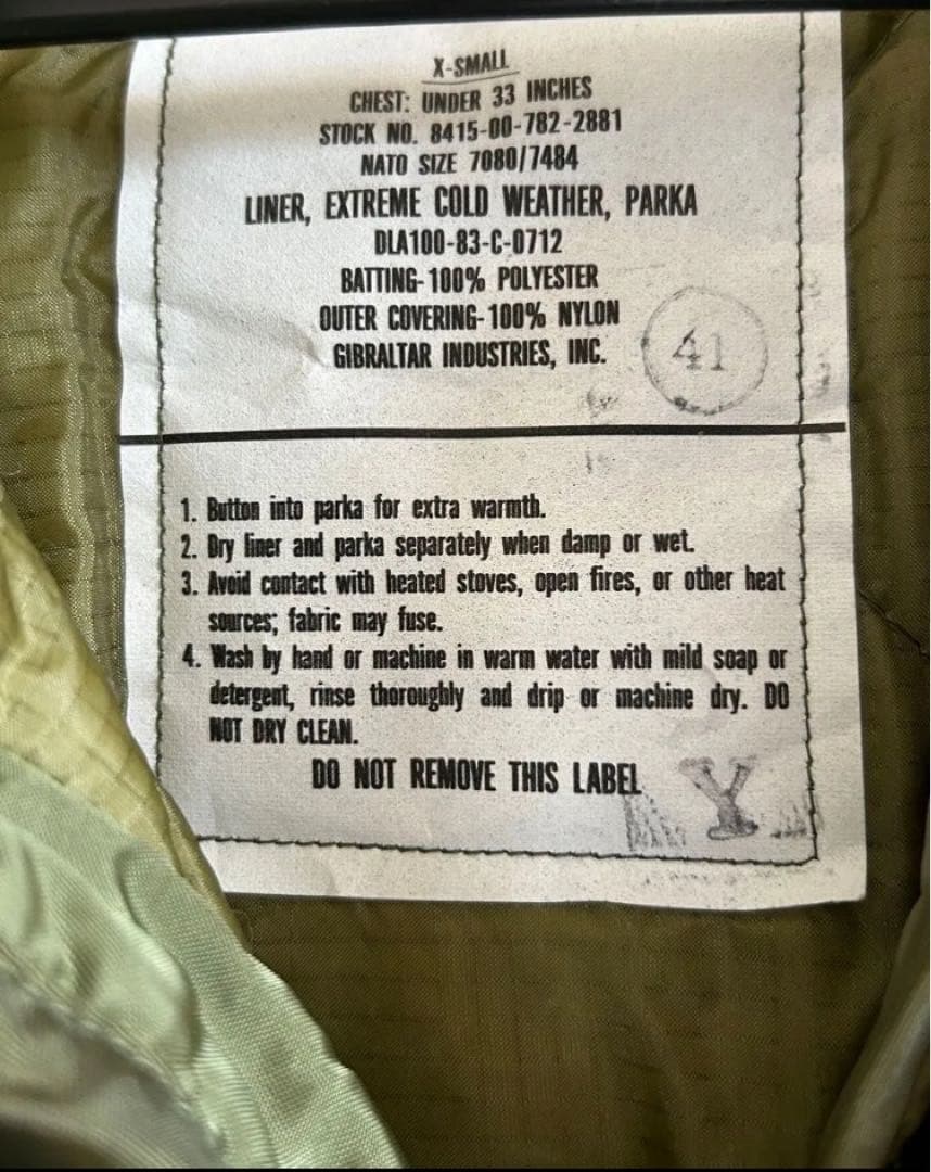 80’s Ｍ-65フィッシュテールXS 美品　US ARMY実物