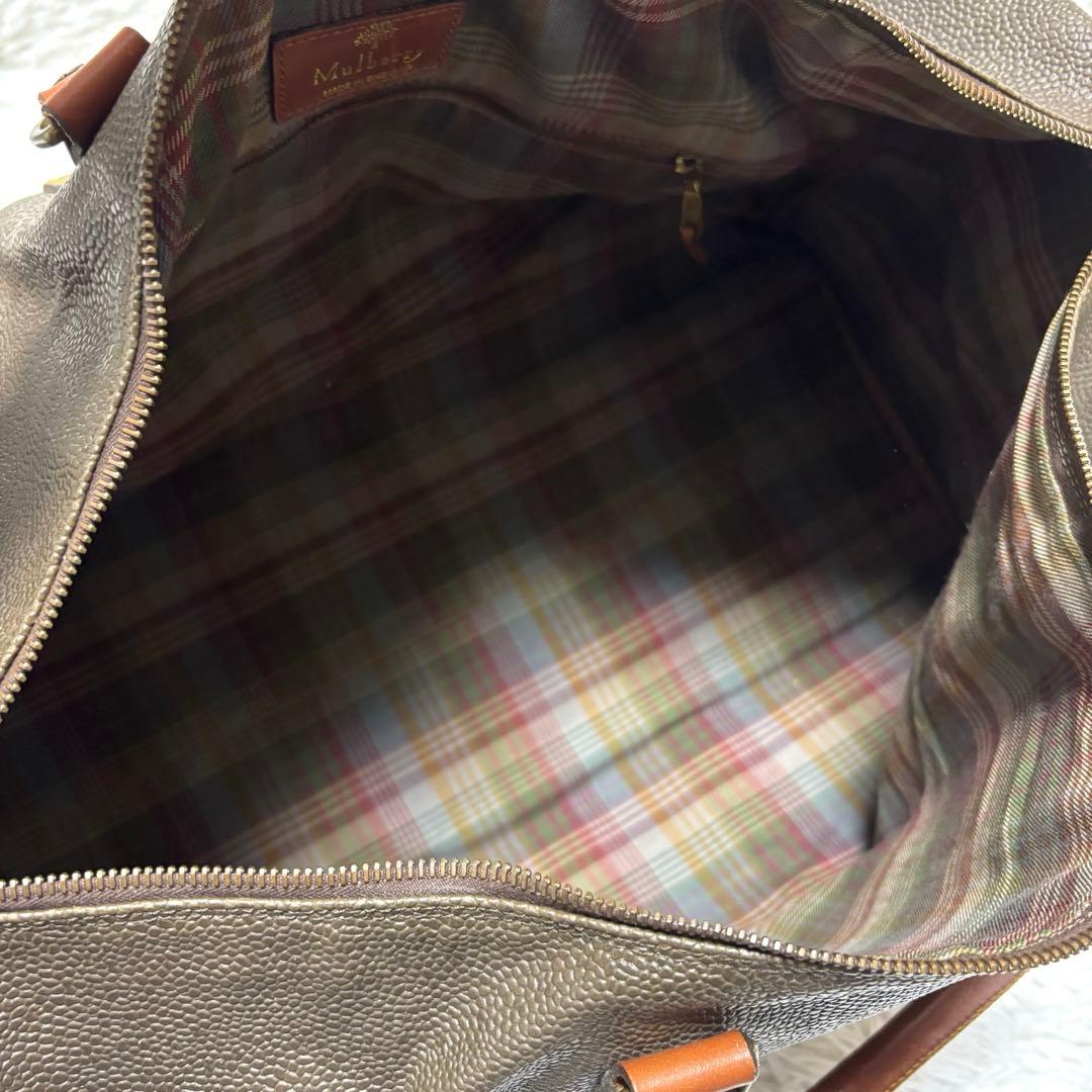 美品★Mulberry ボストンバッグ 2way カデナ 鍵 ロゴプレート　茶色