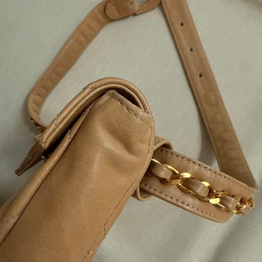 【難あり】CHANEL シャネル マトラッセ ウエストポーチ ベージュ