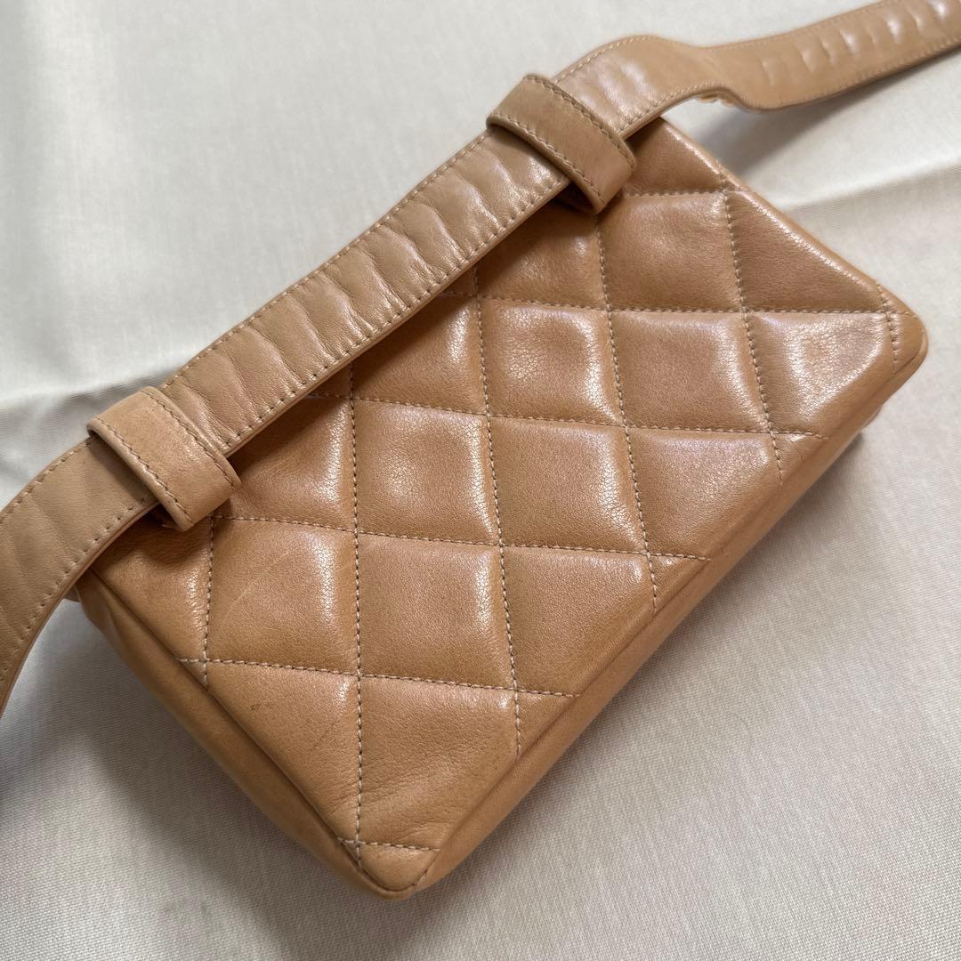 【難あり】CHANEL シャネル マトラッセ ウエストポーチ ベージュ