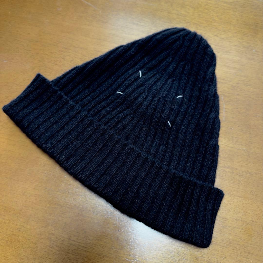 マルジェラ ニット帽 カシミア混 黒 サイズL