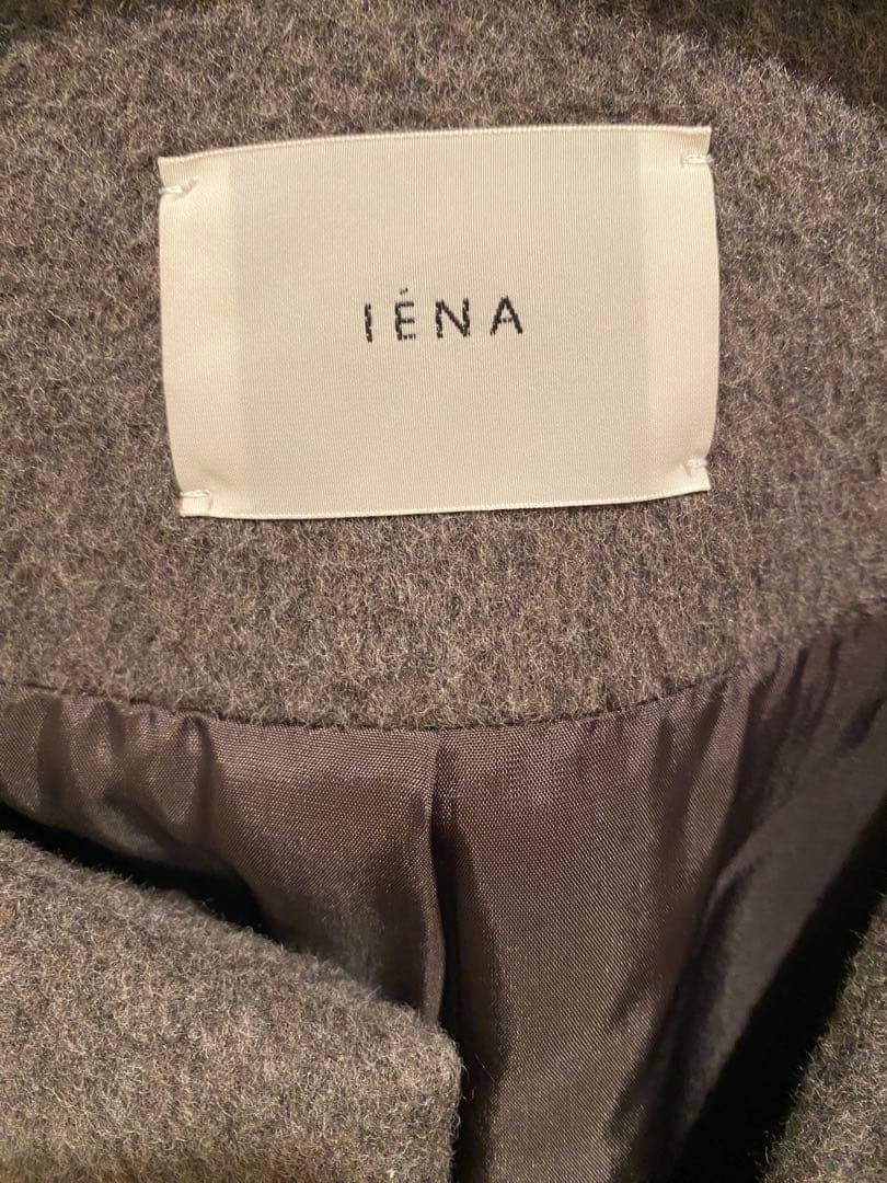 【名品】IENA ラムウールノーカラーロングコート 36 グレー