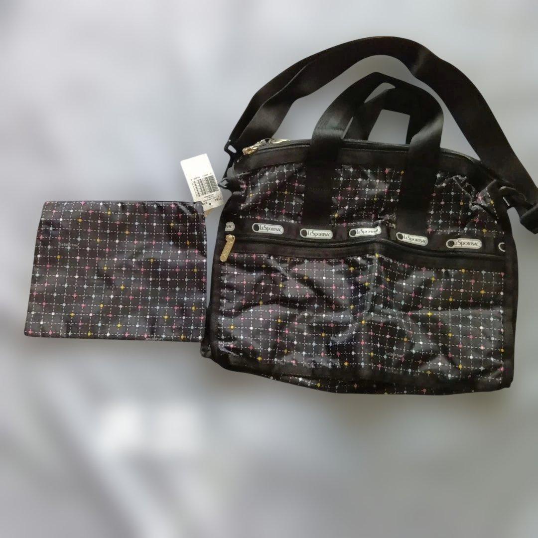 LeSportsac ドット柄 ブラック ボストンバッグ ポーチ付き