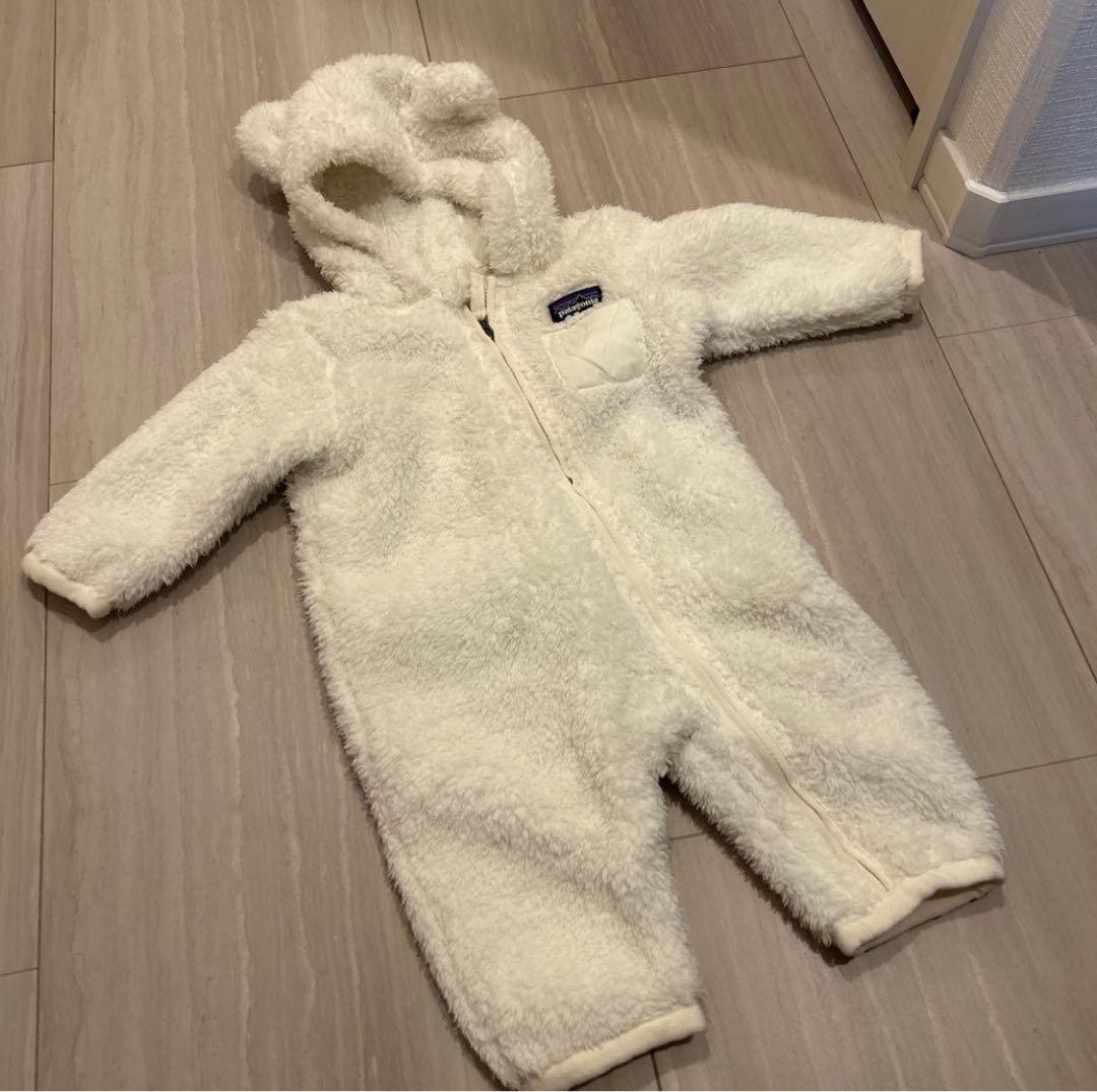 美品　Patagonia ベビー フリーススーツ Birch White