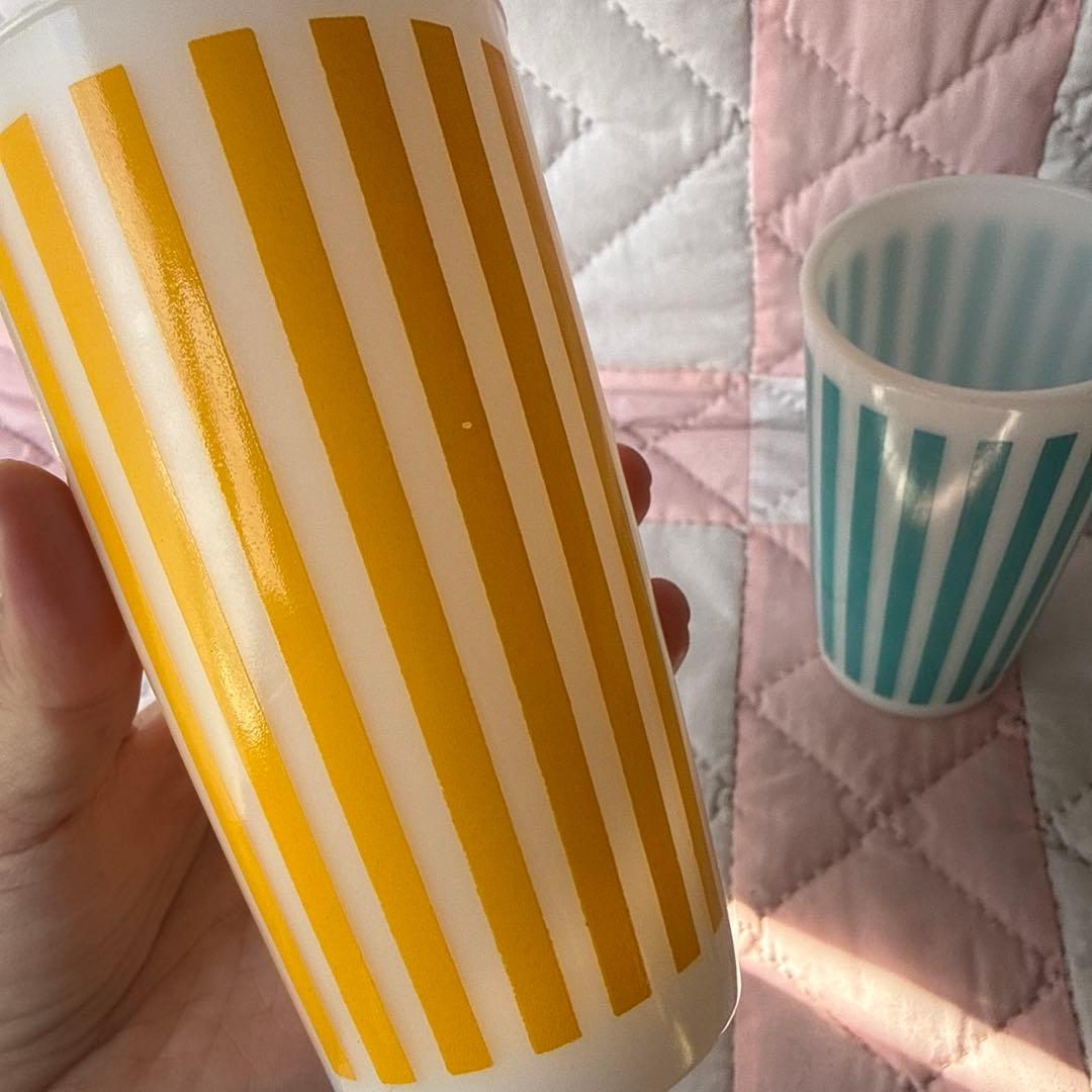 ヘーゼルアトラスHAキャンディストライプタンブラー黄色＆水色&黄緑