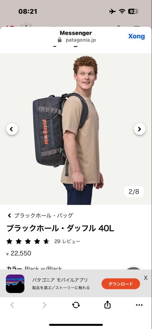 patagonia ブラックホール ダッフル 40L