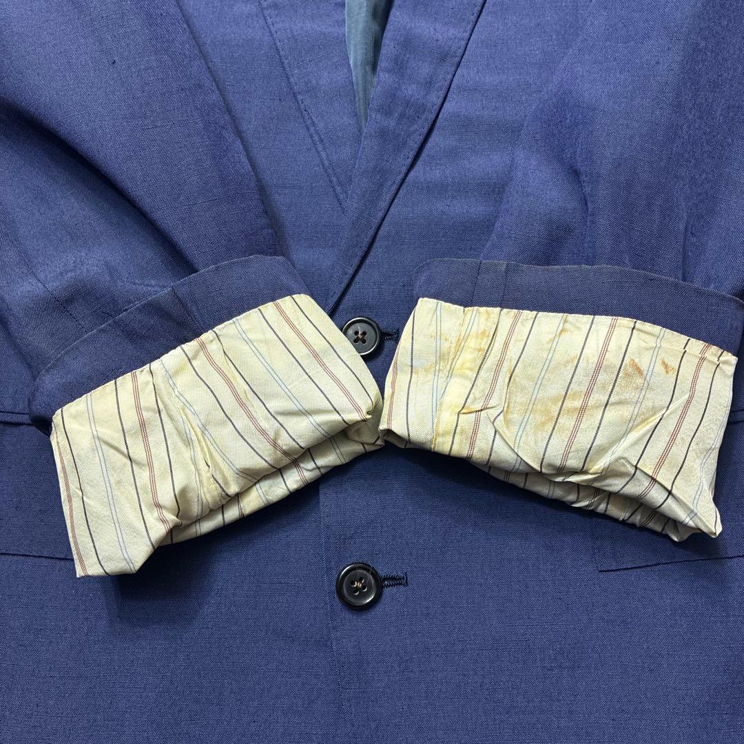 専用90s POLO RALPH LAURENリネンスーツジャケットブルーA6ラ