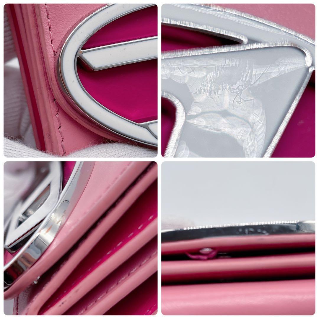 人気✨️DIESEL 3つ折り財布 コンパクトウォレット デカロゴ ピンク
