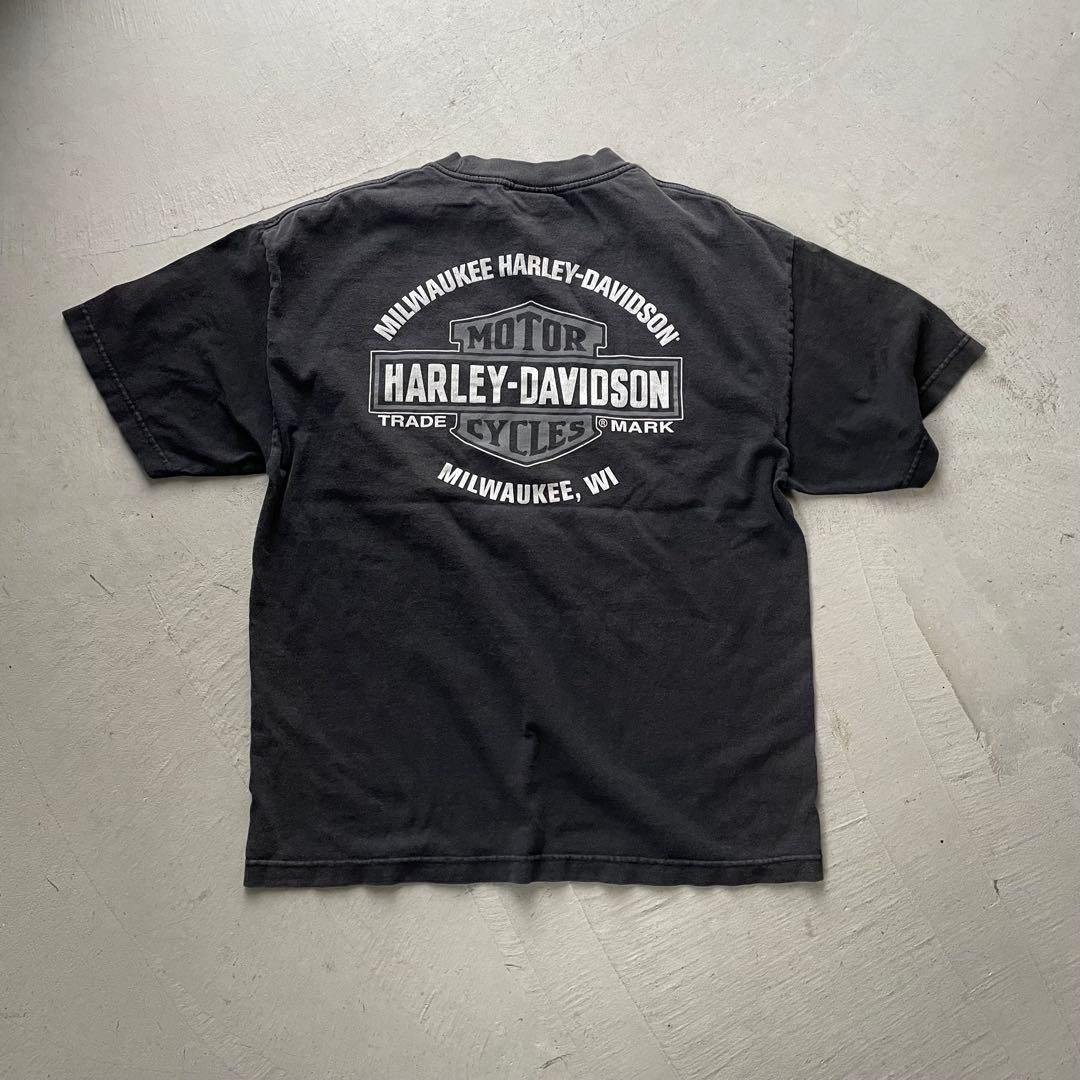 00's Harley Davidson ポケT フェード　Tシャツ