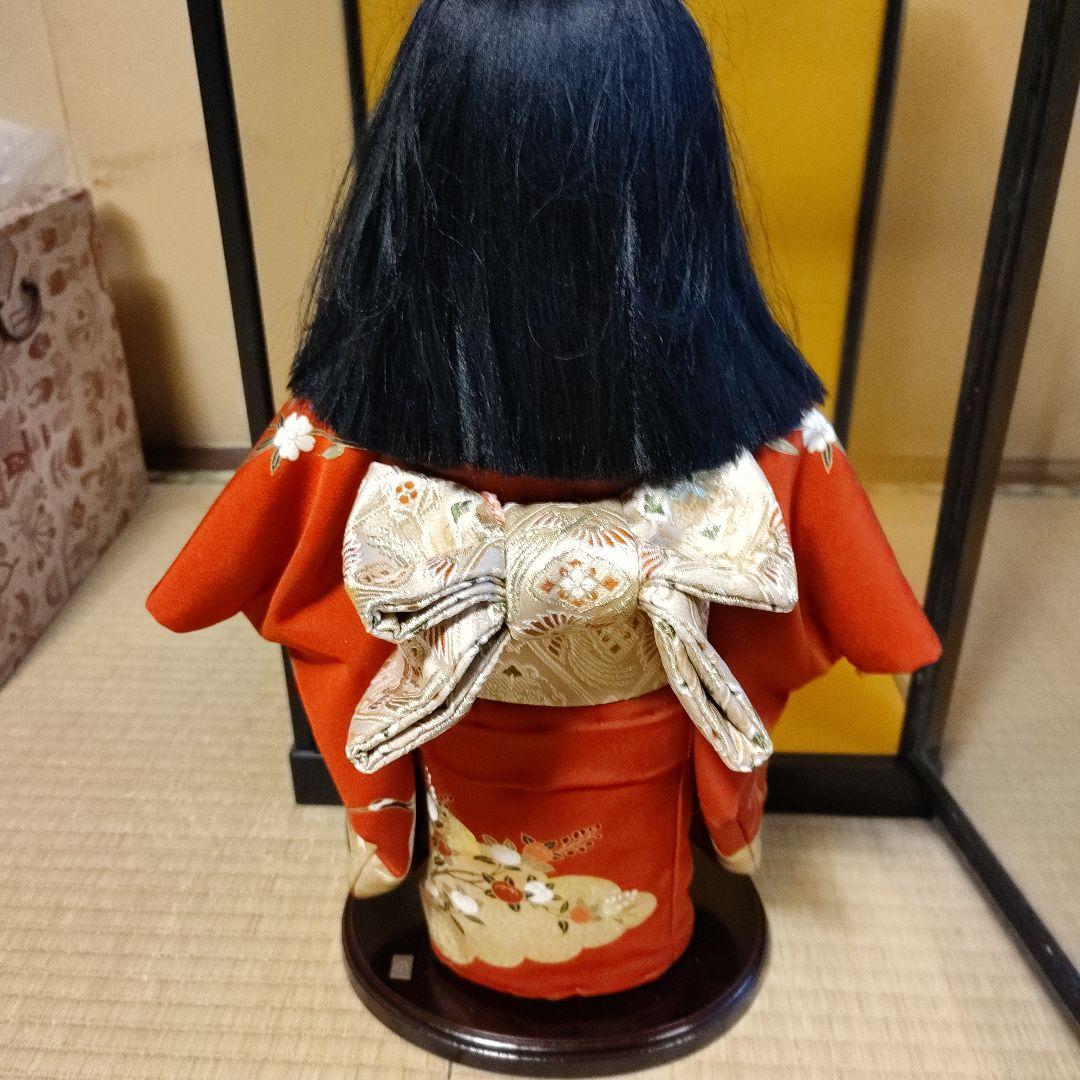 海*名様 市松人形　正絹仕上げ　ガラスケース付