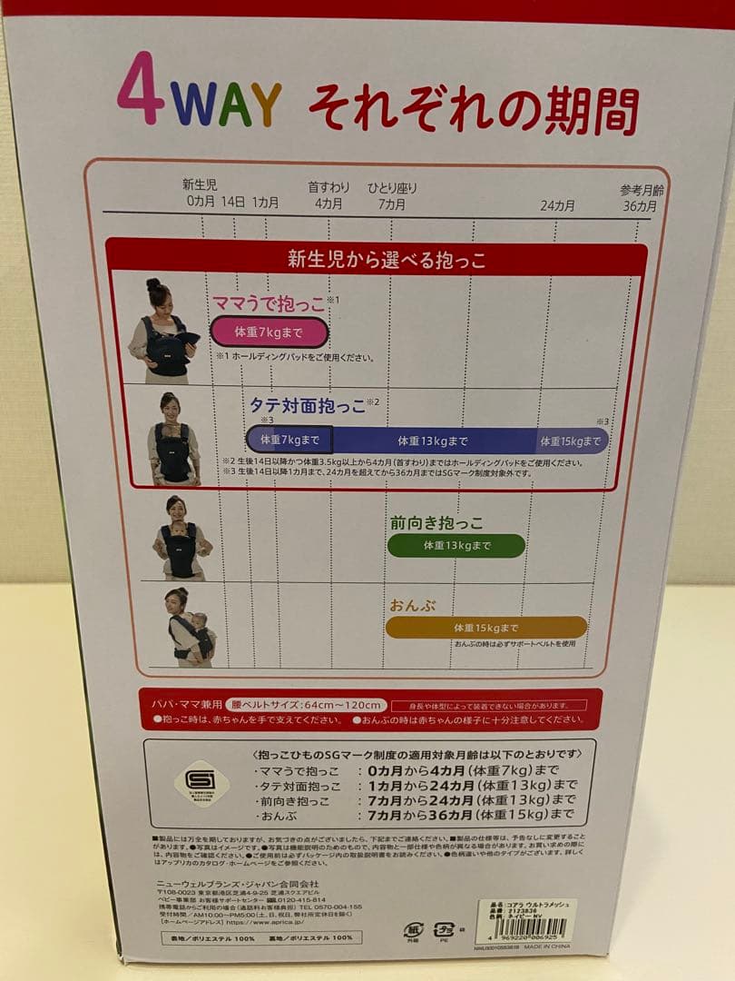 美品 Aprica 4WAY コアラウルトラメッシュ 抱っこ紐 アップリカ