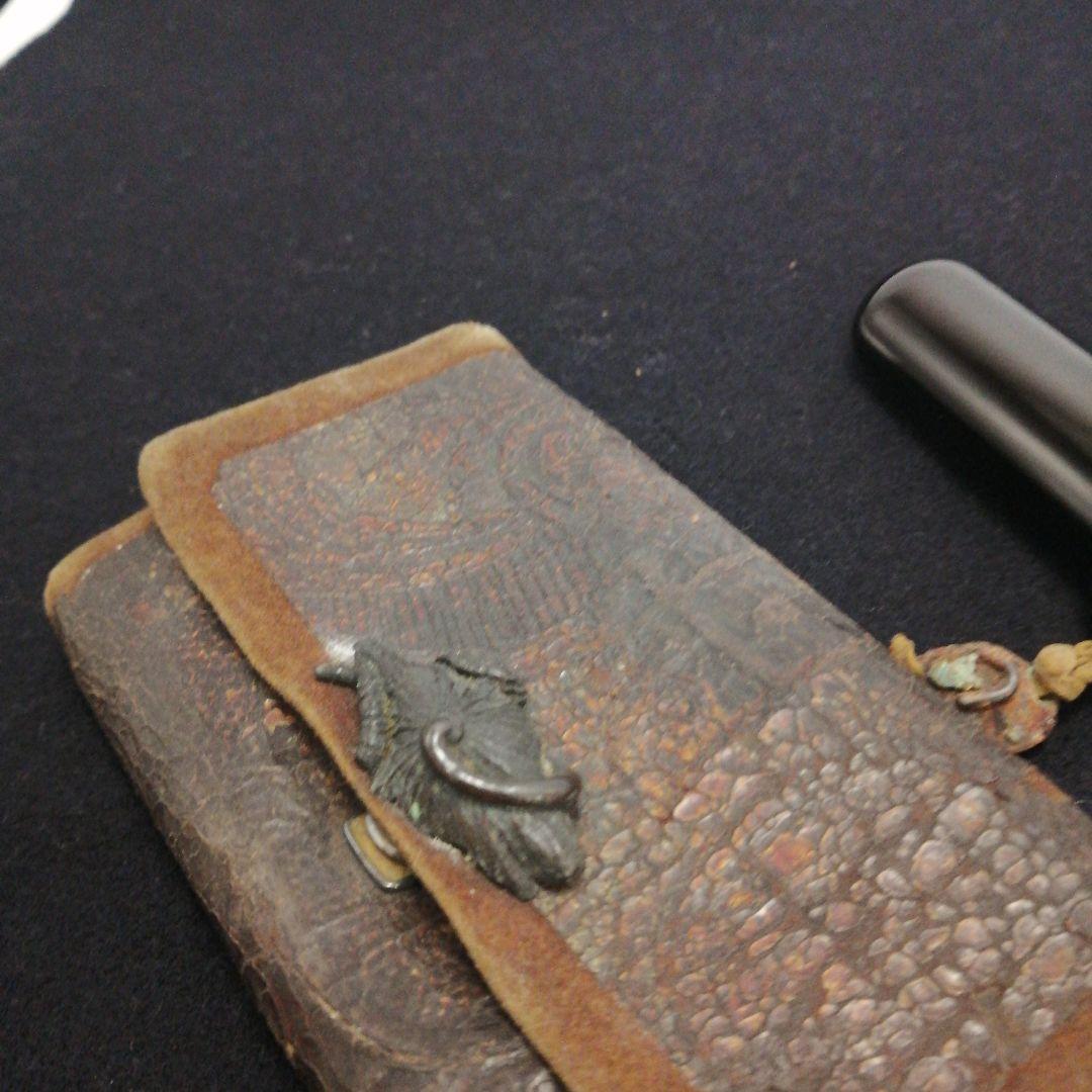 初出し【友壽】金銀口 煙管 鳥月彫刻 蒔絵螺鈿筒 キセル 喫煙具