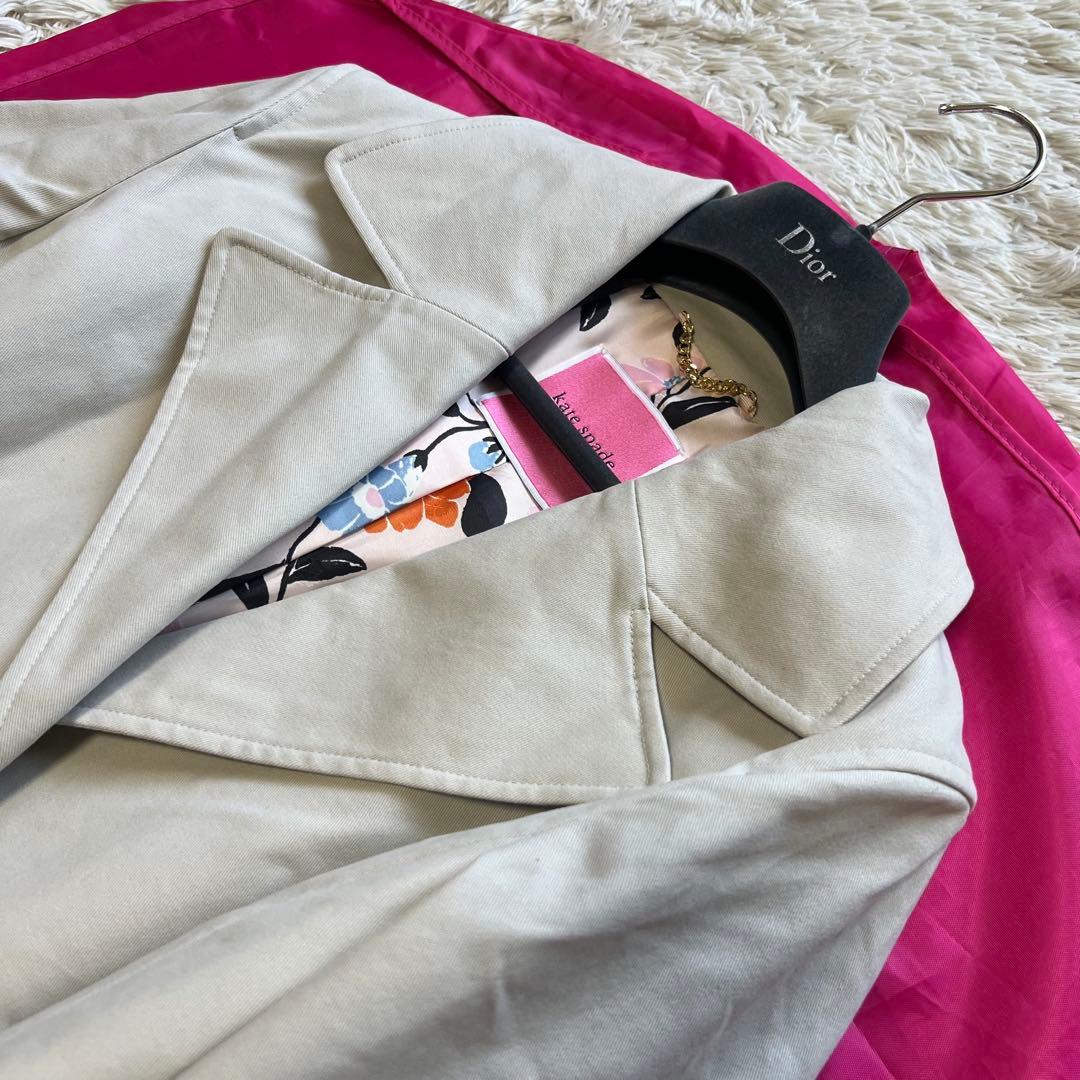 【美品】kate spade トレンチコート ベージュ M 花柄 ロング丈