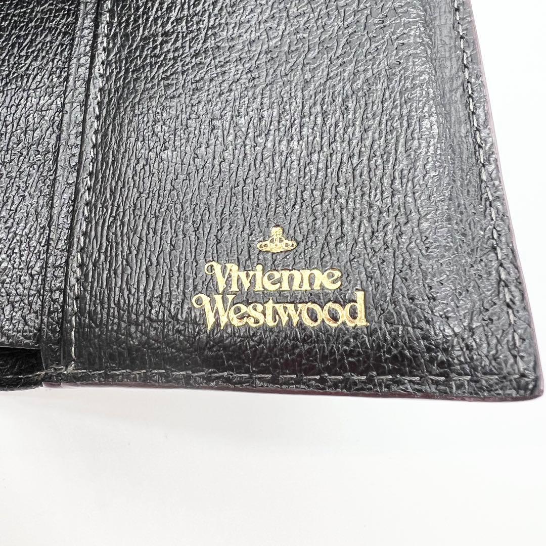 Vivienne Westwood　三つ折り財布　レザー　黒　オーブ　がま口