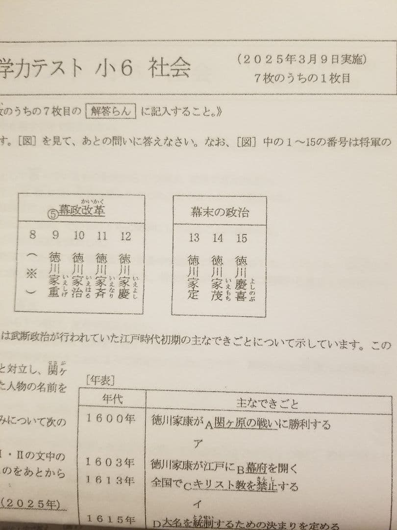 浜学園 小6 公開学力テスト 2025年
