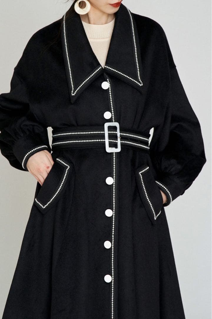 Tnewties 名入れ懐中時計 黒 ロングコート Aライン XS