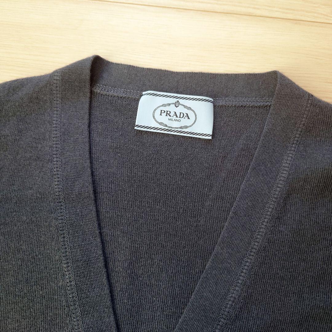 PRADA　カシミヤシルク Vネックニットカーディガン　ダークブルー