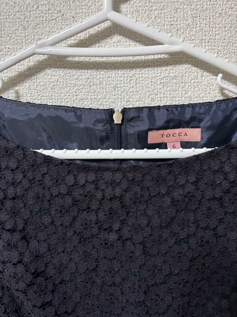 美品 TOCCA MEMORY OF LACE ドレス ワンピース ネイビー