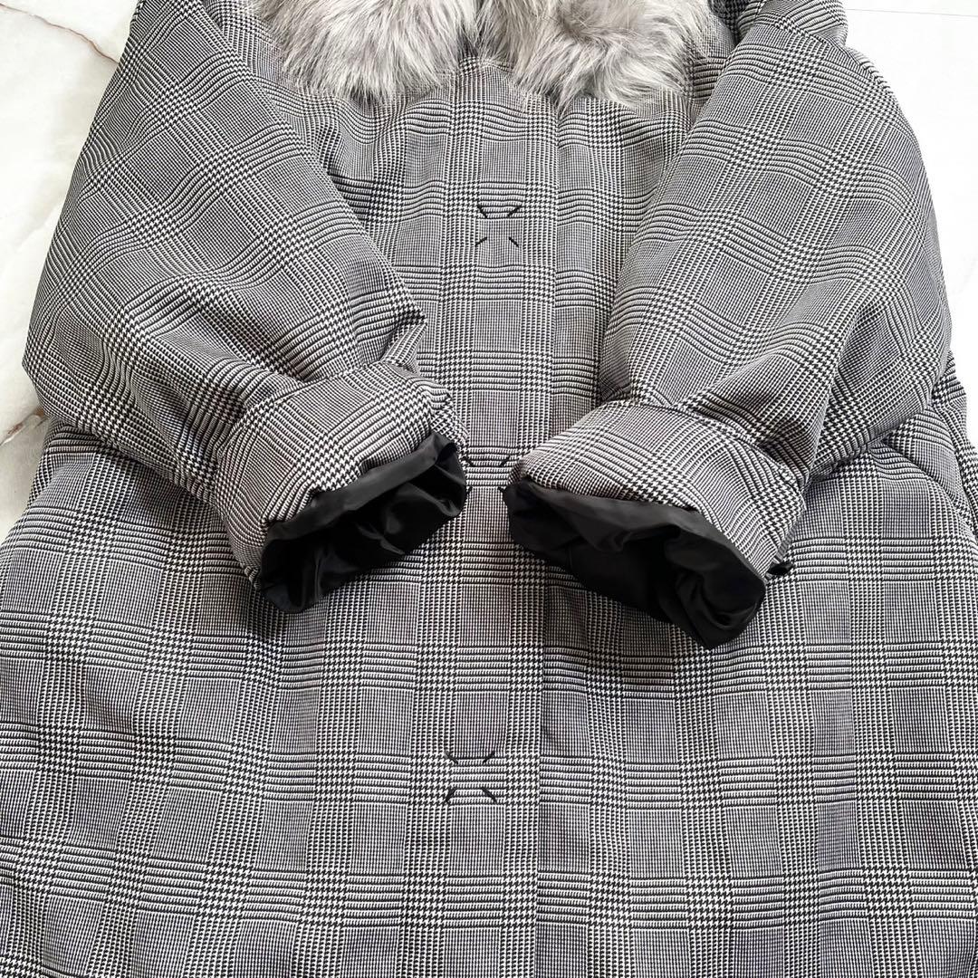 M18196 極美品　セルフォード　ファー付きロングコート　中綿　グレー　38