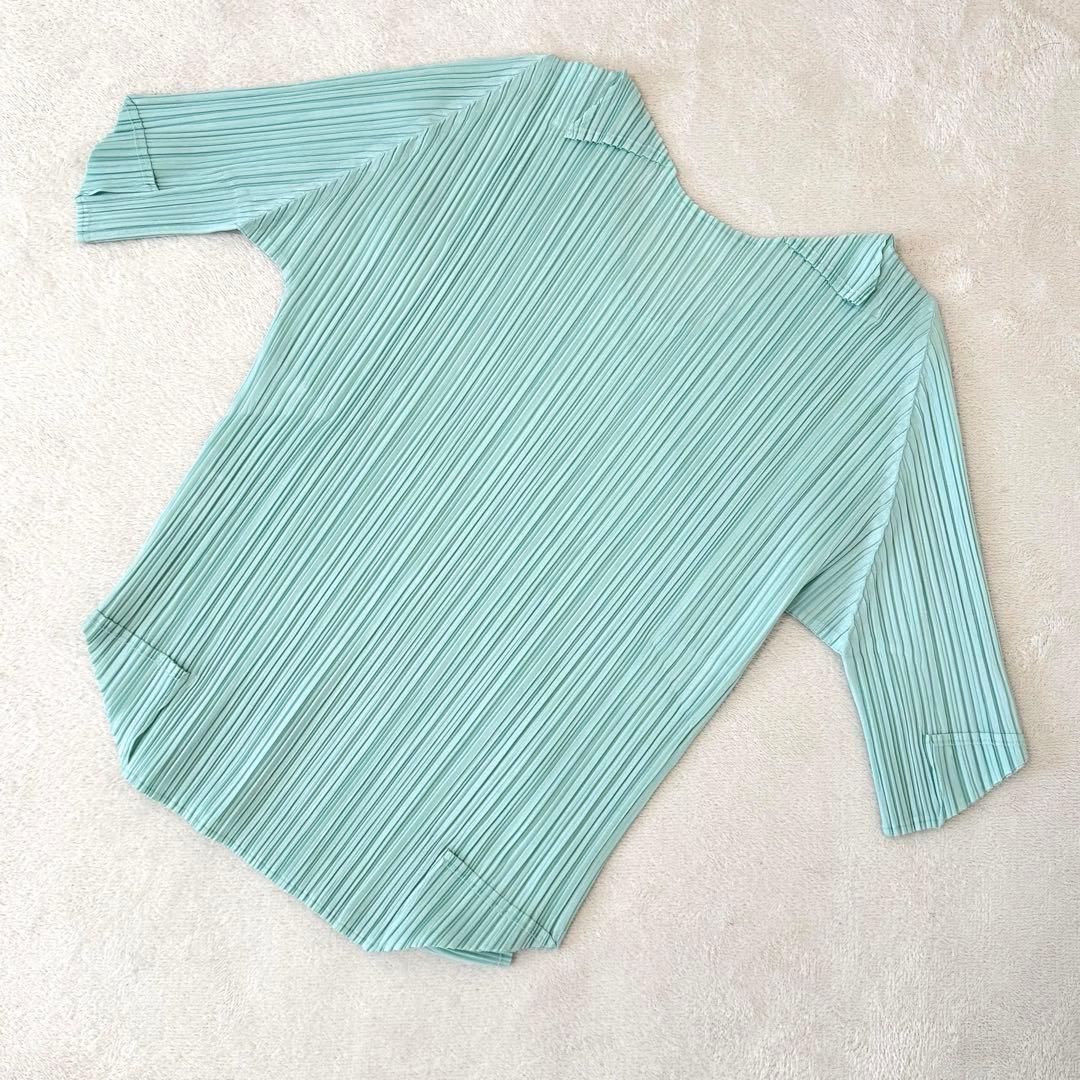 極美品✨PLEATS PLEASE プリーツ　変形　エメラルドグリーン　半袖
