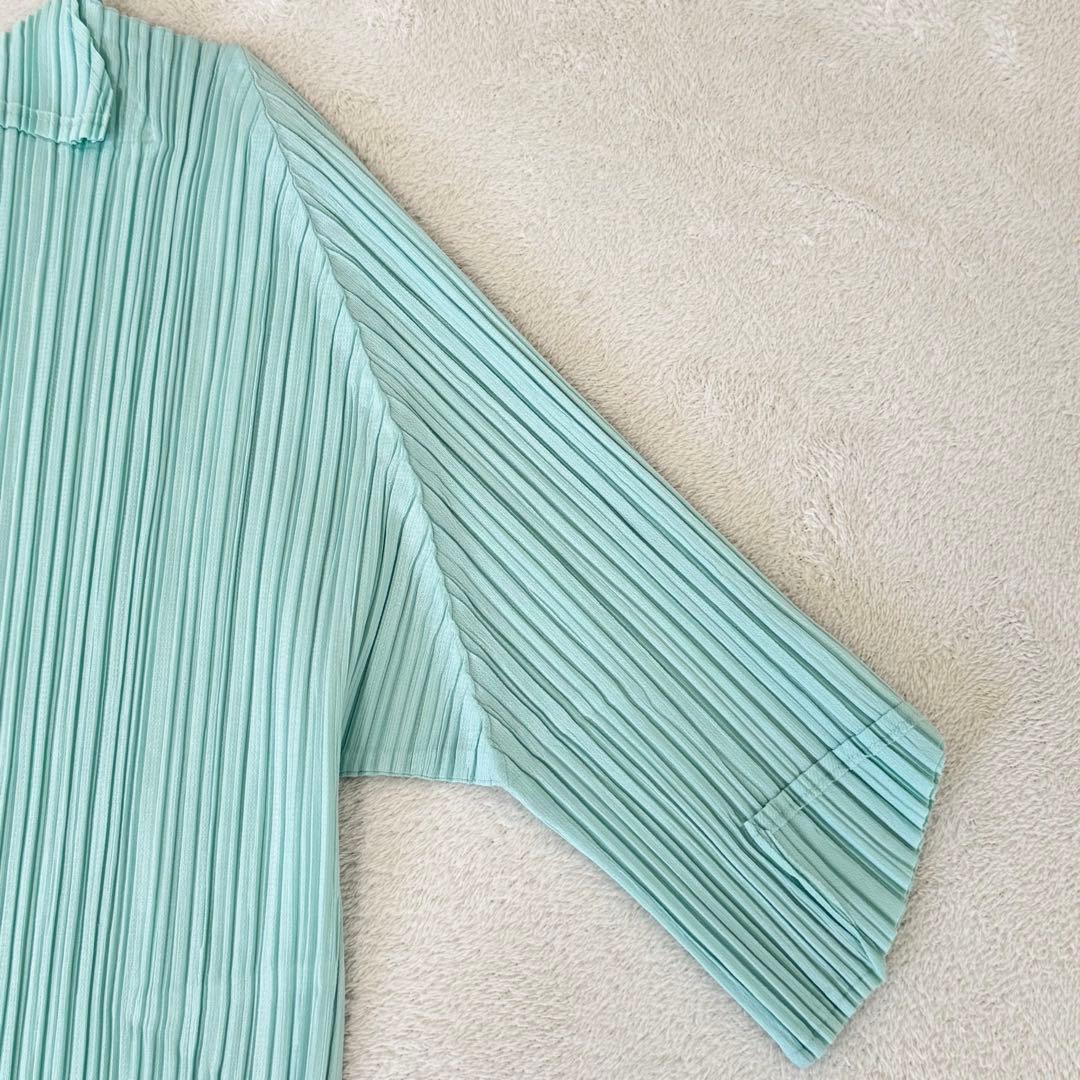 極美品✨PLEATS PLEASE プリーツ　変形　エメラルドグリーン　半袖