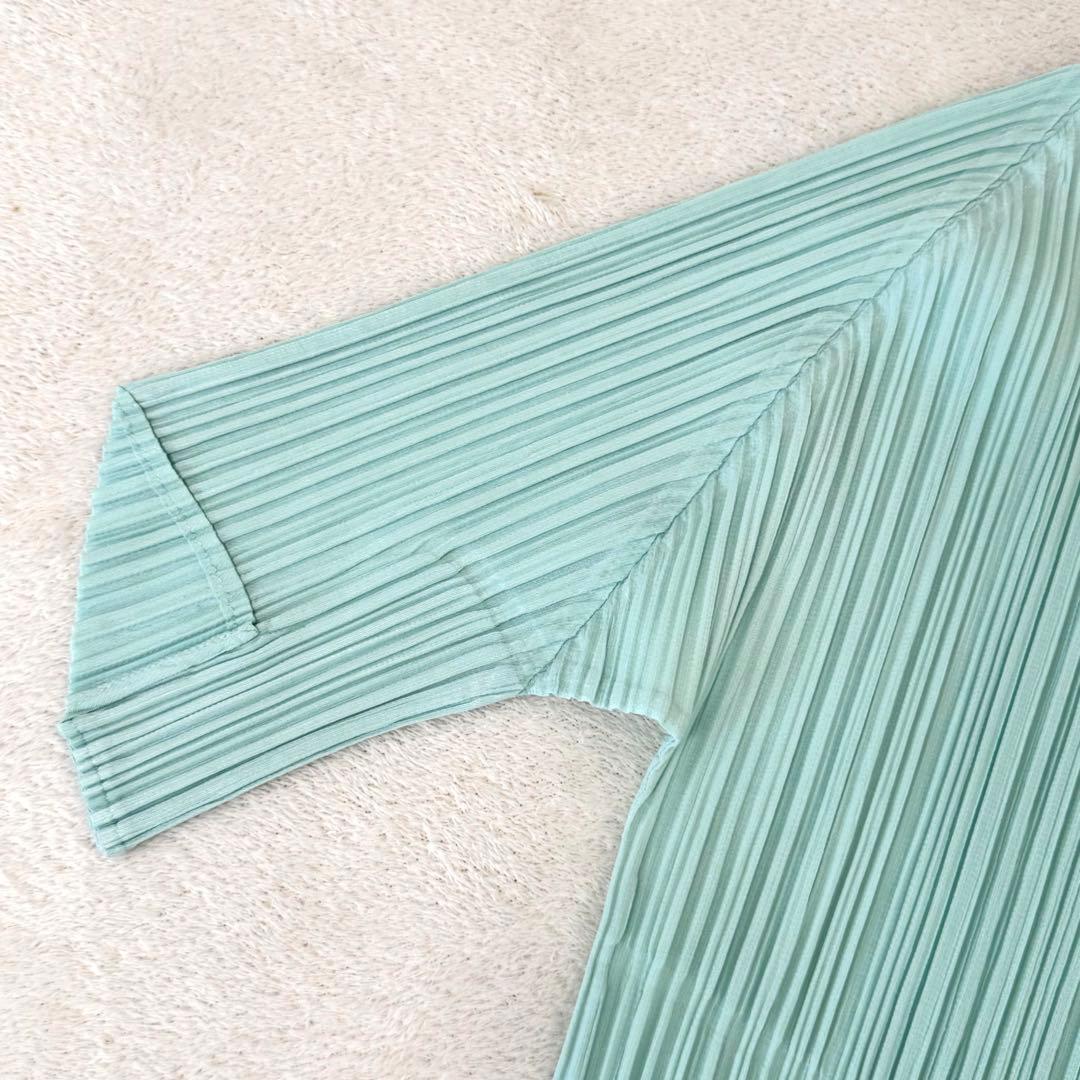 極美品✨PLEATS PLEASE プリーツ　変形　エメラルドグリーン　半袖