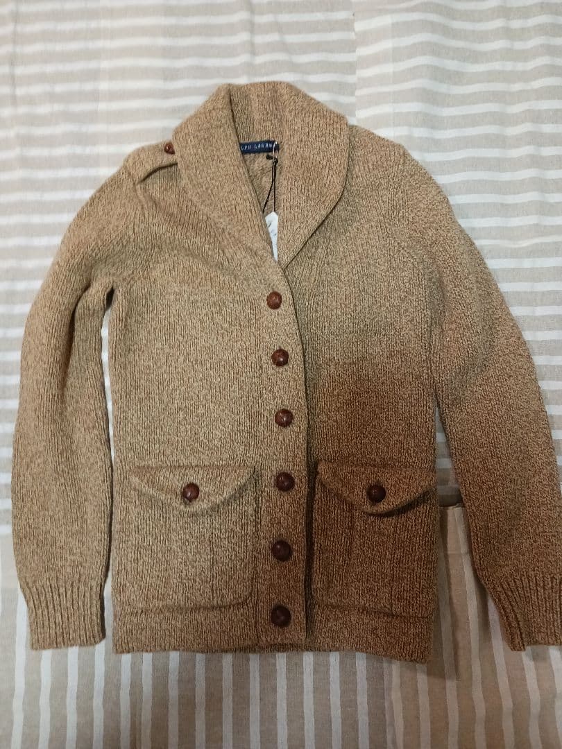 未使用　RALPH LAUREN　ショールカラーカーディガン　クルミボタン