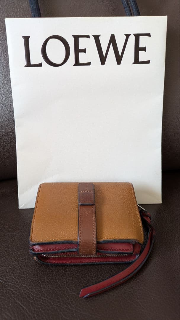 LOEWE 二つ折り財布 ブラウン/レッド