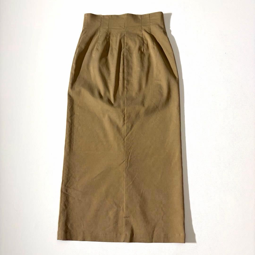 極美品　ノーブル　25SS コンフォートストレッチジップタイトスカート リネン混