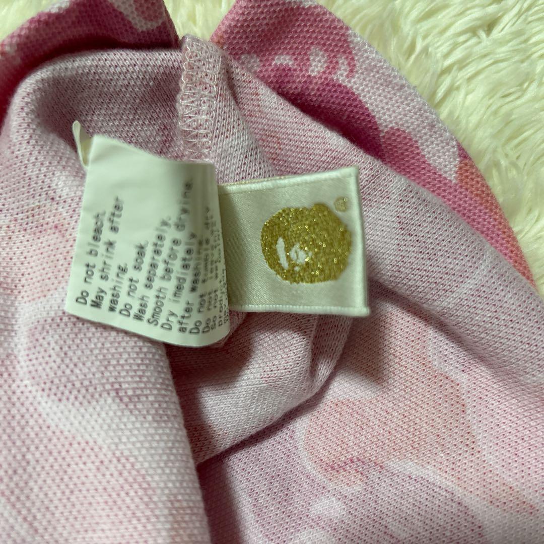 アベイシングエイプ フレイムカモ　迷彩　ピンク　刺繍ロゴ　ポロシャツ　半袖