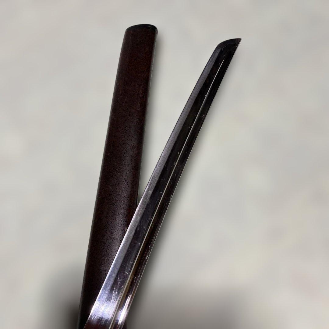 高級居合刀 黄土柄黒鮫皮 海鼠透し鍔 焦茶梨地鞘