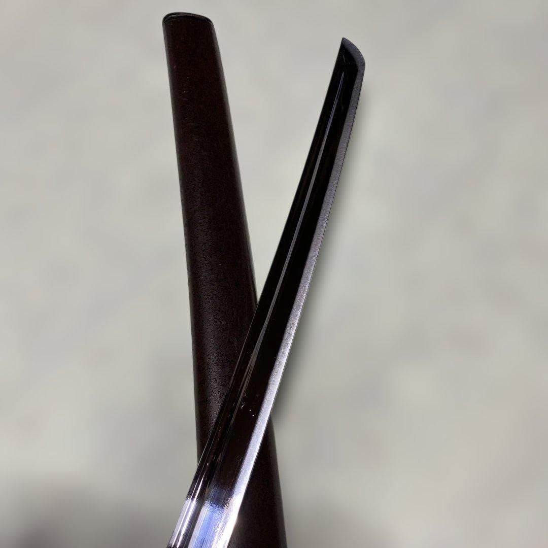 高級居合刀 黄土柄黒鮫皮 海鼠透し鍔 焦茶梨地鞘