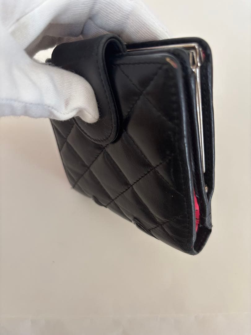CHANEL シャネル カンボンライン 二つ折財布 がま口 ココマーク　ブラック