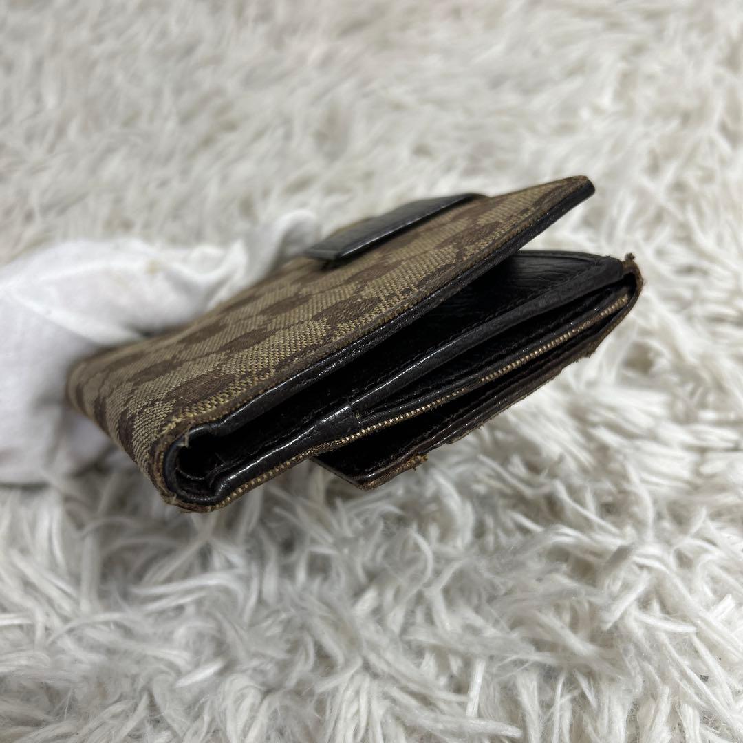 GUCCI シェリーライン　ホースビット　GGキャンバス　二つ折り財布　財布