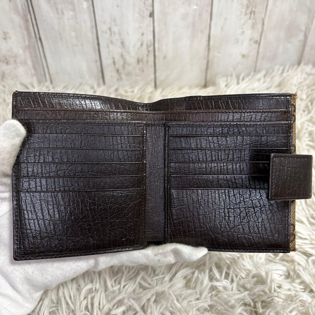 GUCCI シェリーライン　ホースビット　GGキャンバス　二つ折り財布　財布