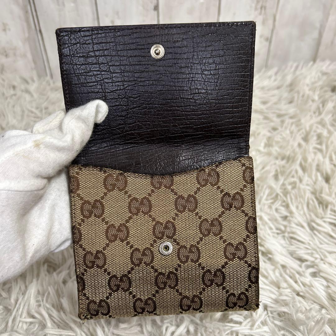 GUCCI シェリーライン　ホースビット　GGキャンバス　二つ折り財布　財布