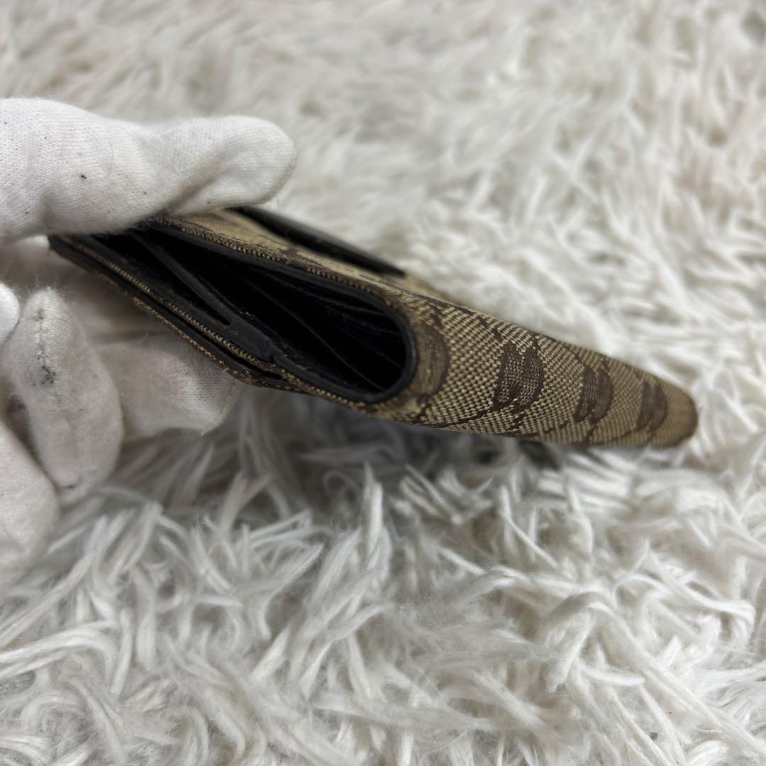 GUCCI シェリーライン　ホースビット　GGキャンバス　二つ折り財布　財布