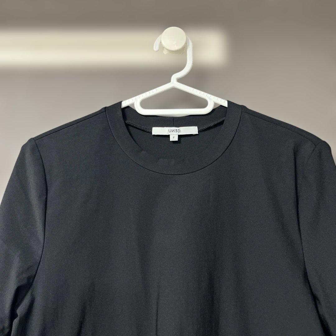 UN3D. アシンメトリック黒Tシャツ Fサイズ