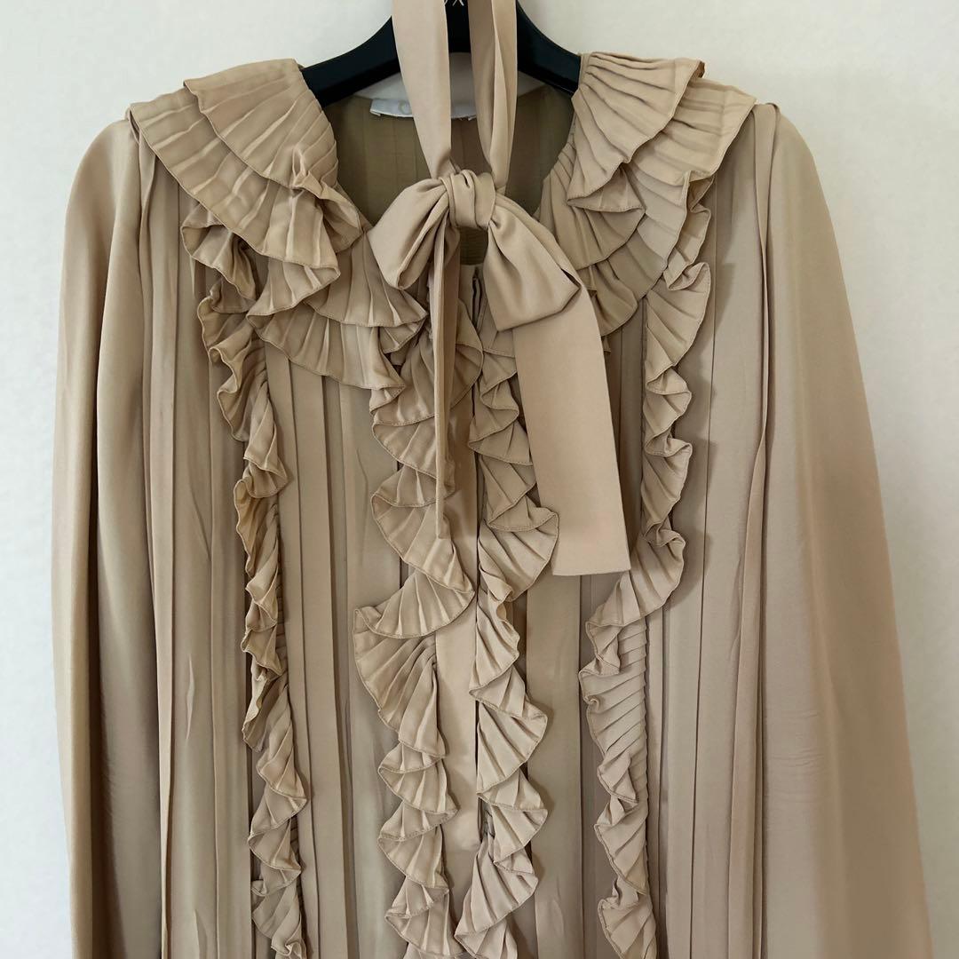 Chloe クロエ　美品 フリルリボン付きひざ丈ワンピース