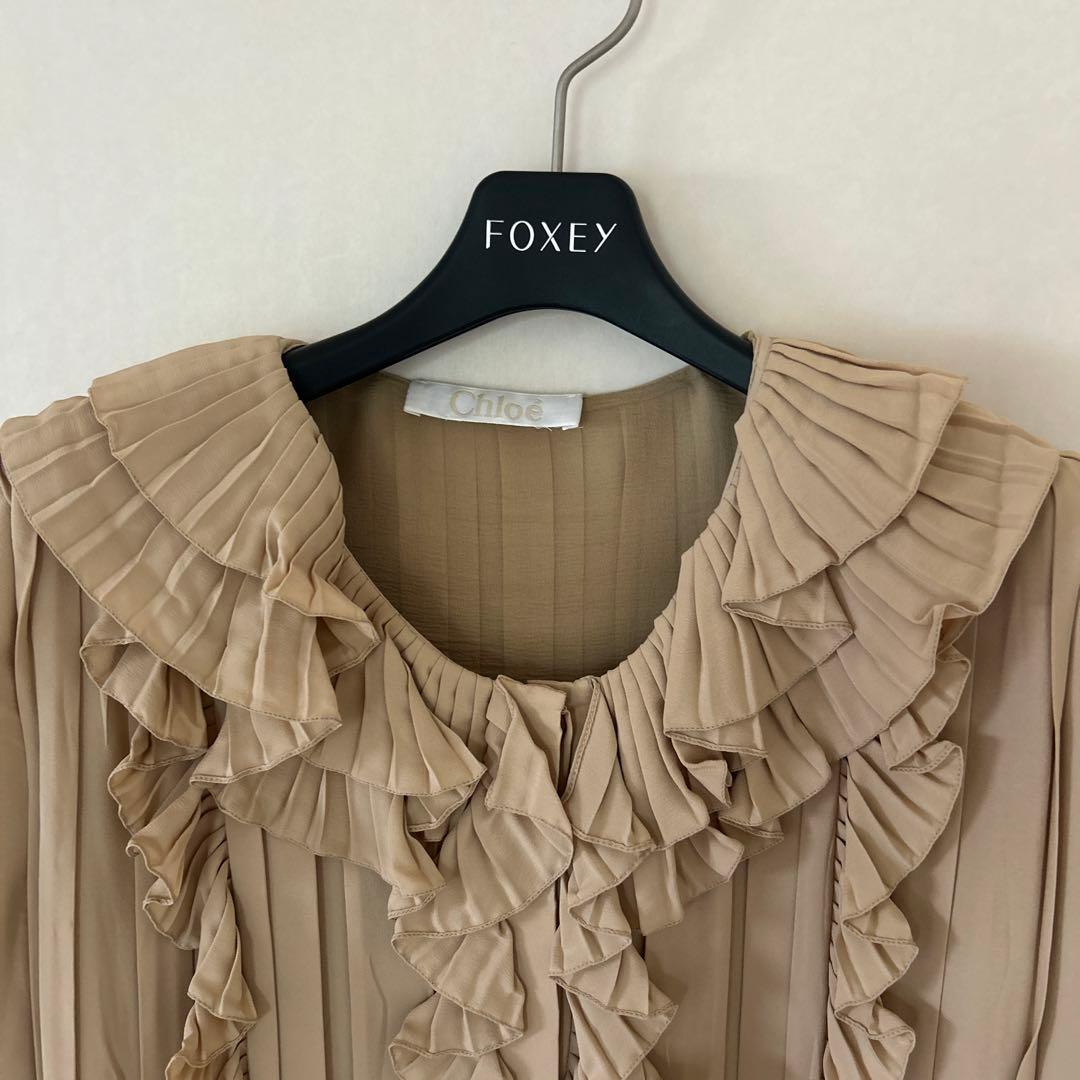 Chloe クロエ　美品 フリルリボン付きひざ丈ワンピース