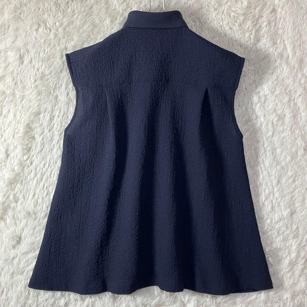 極美品 フレッドペリー レイビームス 別注 ニットカラーシャツ 襟リブ 紺 M