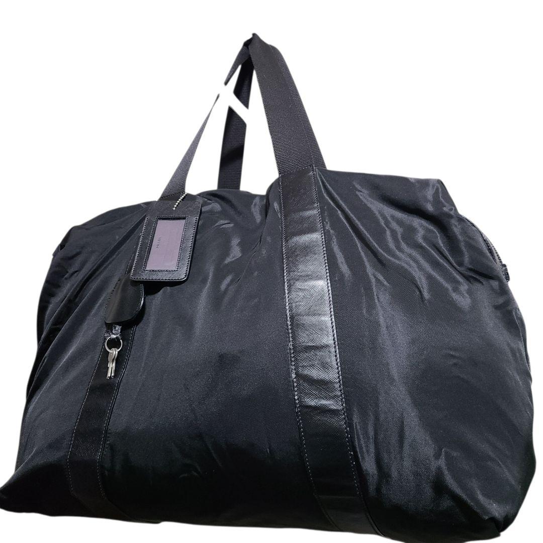 美品 PRADA プラダ ナイロン ボストンバッグ 黒 大容量 旅行 正規品