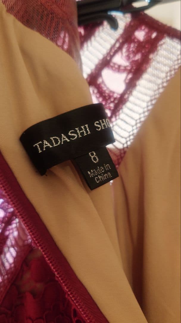 タダシショージ　8　レース膝丈　ワインレッド