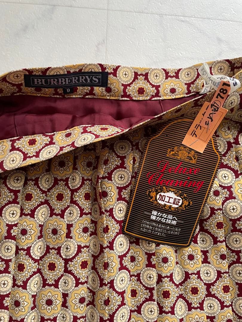 Burberrys ヴィンテージ 総柄プリーツスカート ボルドー 9号 レトロ