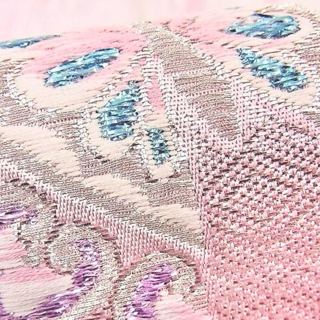 Pink♡様　正絹　振袖　駒刺繍　絞り　草花文　やまと誂製　袋帯　唐織　銀糸　紫
