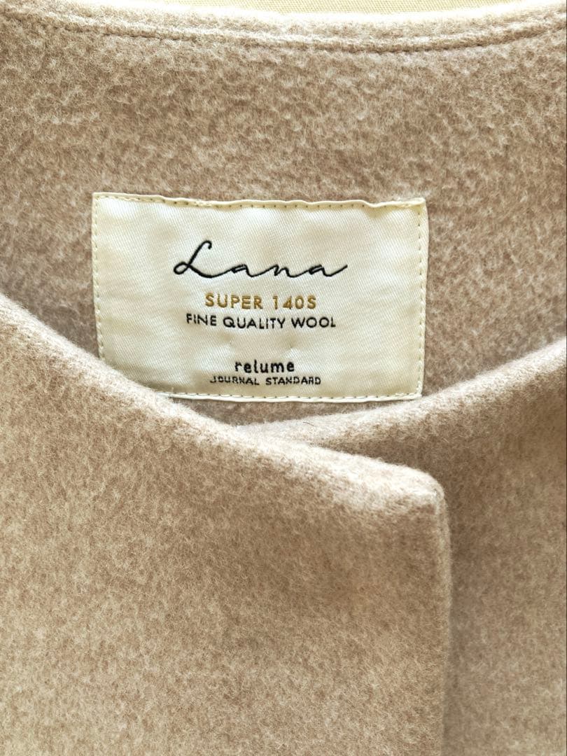 【美品】LANA WOOL 140クルーネックコート ベージュ❁˚