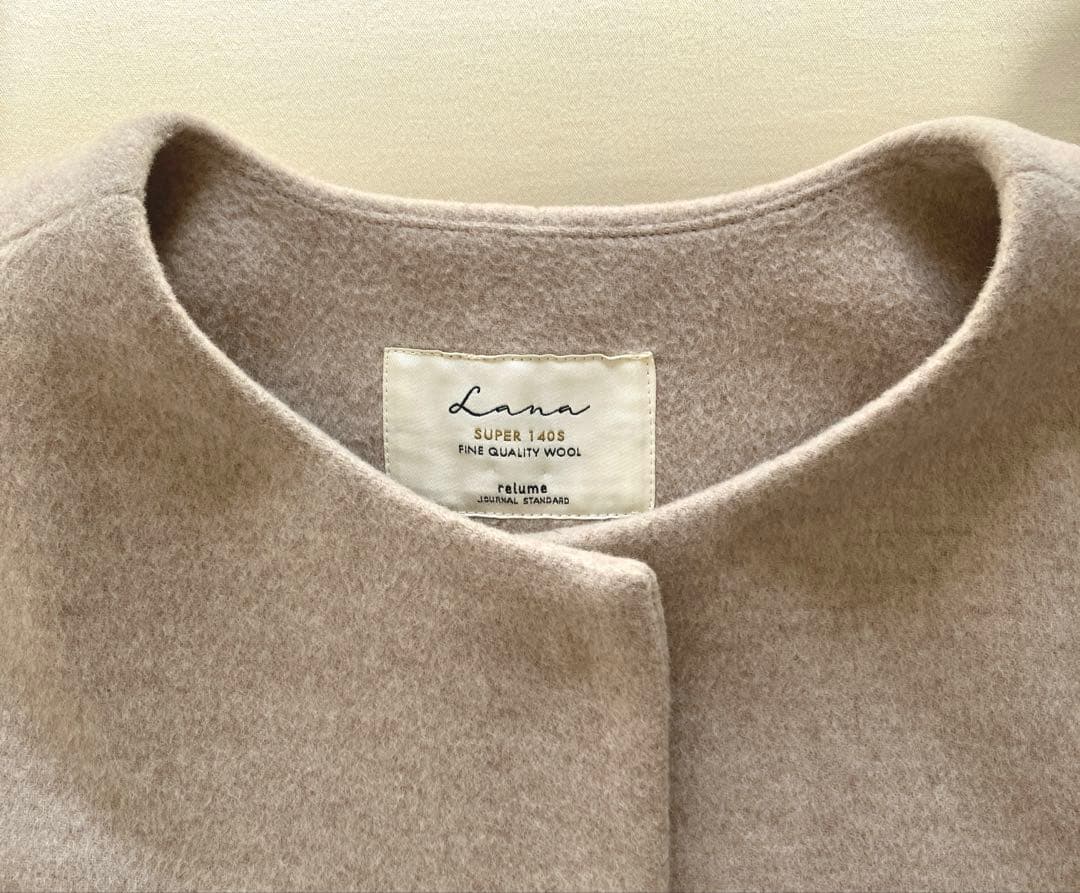【美品】LANA WOOL 140クルーネックコート ベージュ❁˚