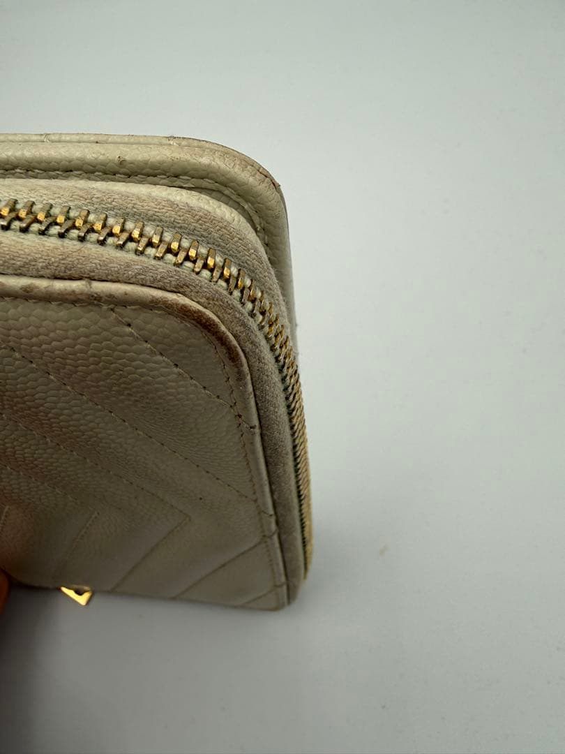 サンローランSAINT LAURENT 二つ折り財布 クリーム　ミニ財布