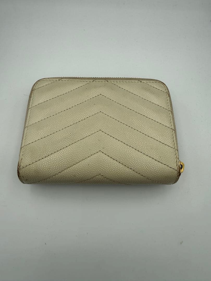 サンローランSAINT LAURENT 二つ折り財布 クリーム　ミニ財布