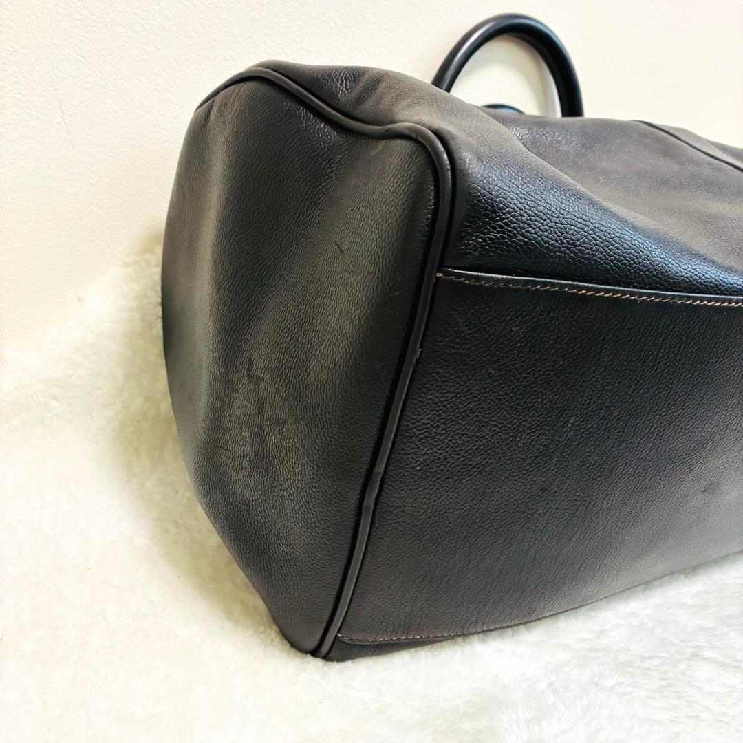 【希少】dunhill ダンヒル ボストンバッグ レザー ロゴ刻印 ブラック